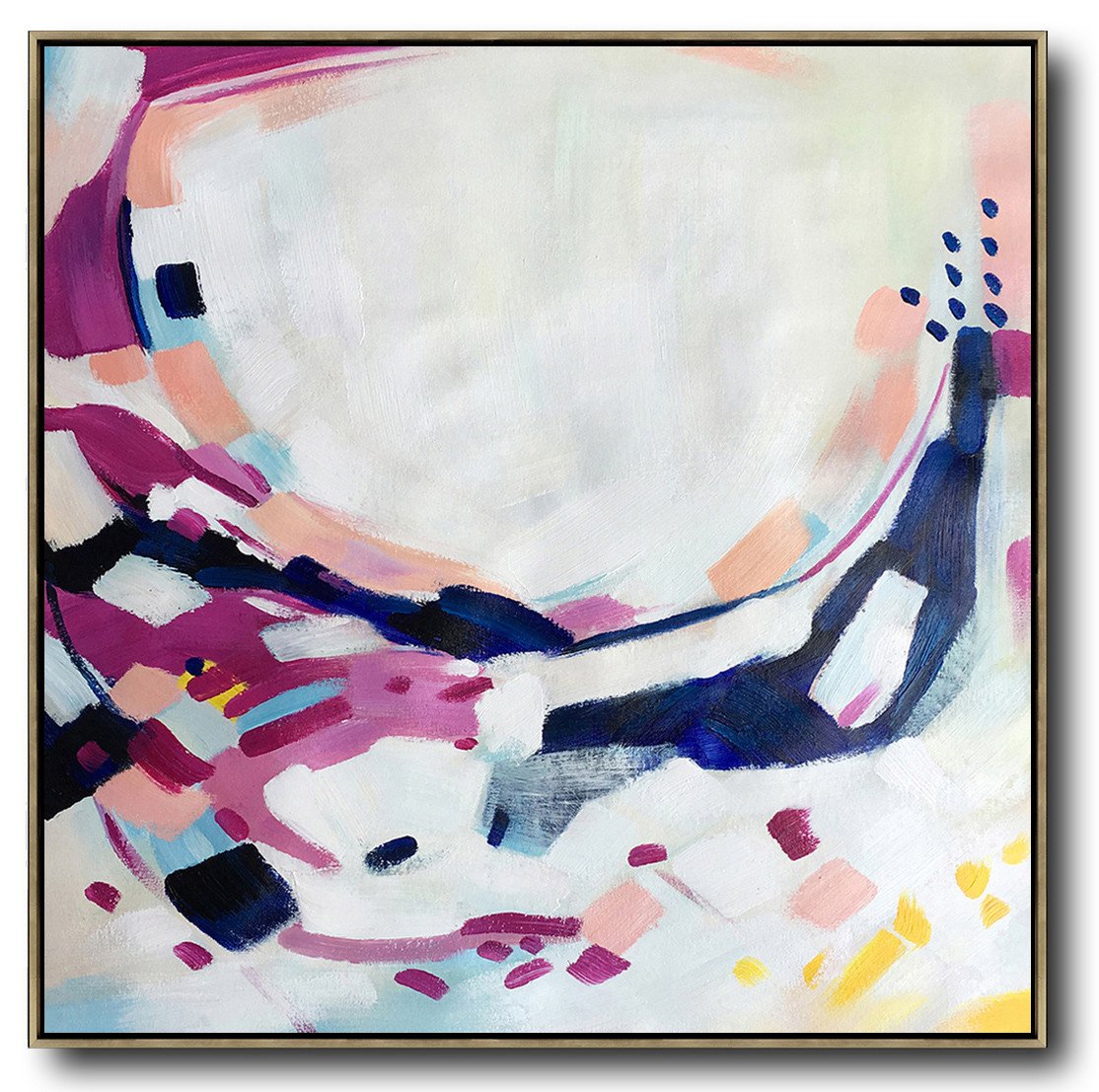 Large Modern Abstract Painting,Oversized Contemporary Art,Canvas Wall Art,White,Purple,Pink,Dark Blue.etc